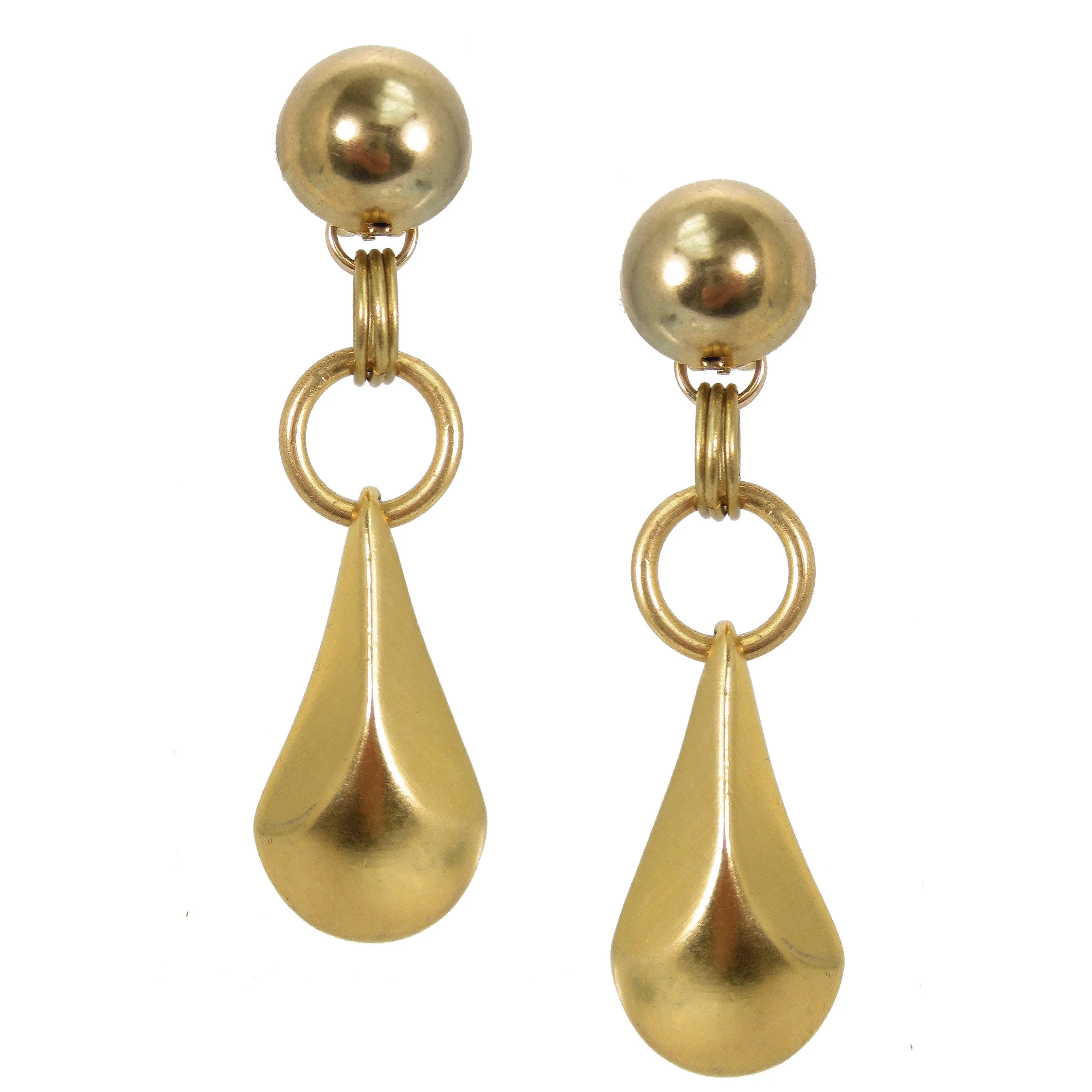 #1103e Gold Tone Tear Drop Earrings