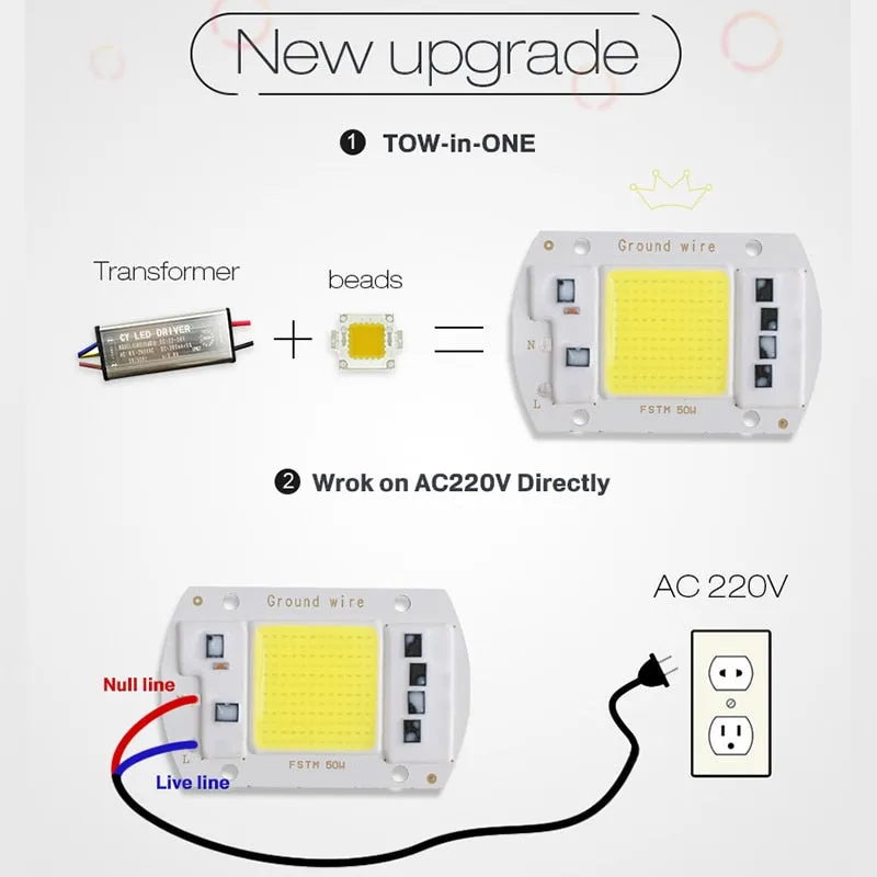 2PCS COB led chip 20W 30W 50W 100W Integrated 220V 240V AC Matrix LED Spotlight DIY Projector Outdoor Street Flood Light