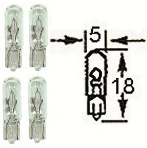 4 x HL124 12v Wedge Base Instrument Bulbs