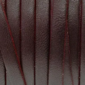 5 x 1.5mm Flat Greek Leather - Dark Brown with Red Trim (Sold by the Inch)