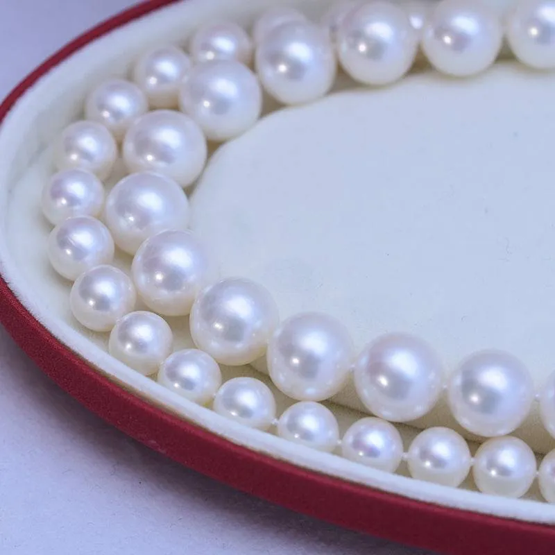 8-9mm White Round Freshwater Pearl Necklace, Sterling Silver Clasp