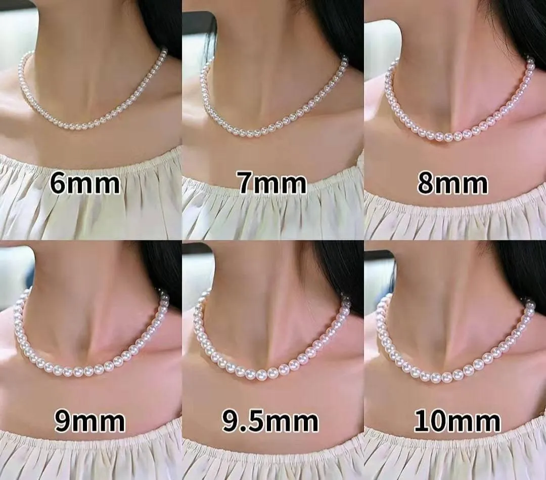 8-9mm White Round Freshwater Pearl Necklace, Sterling Silver Clasp