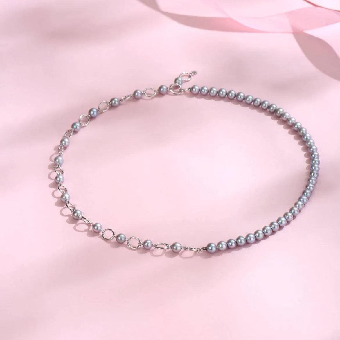 8.5-9.5mm Freshwater Grey Pearl Spliced Necklace