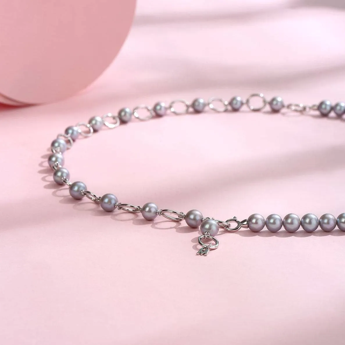 8.5-9.5mm Freshwater Grey Pearl Spliced Necklace