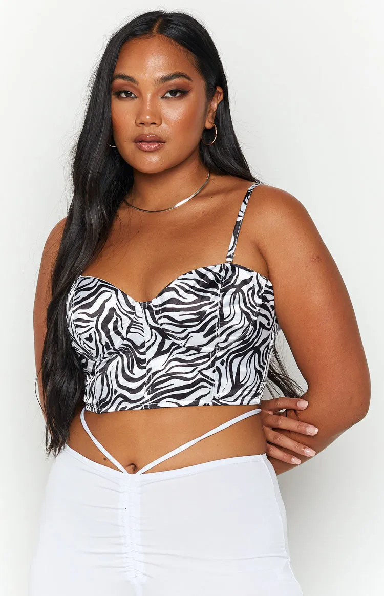 Amalie Black Print Corset Top