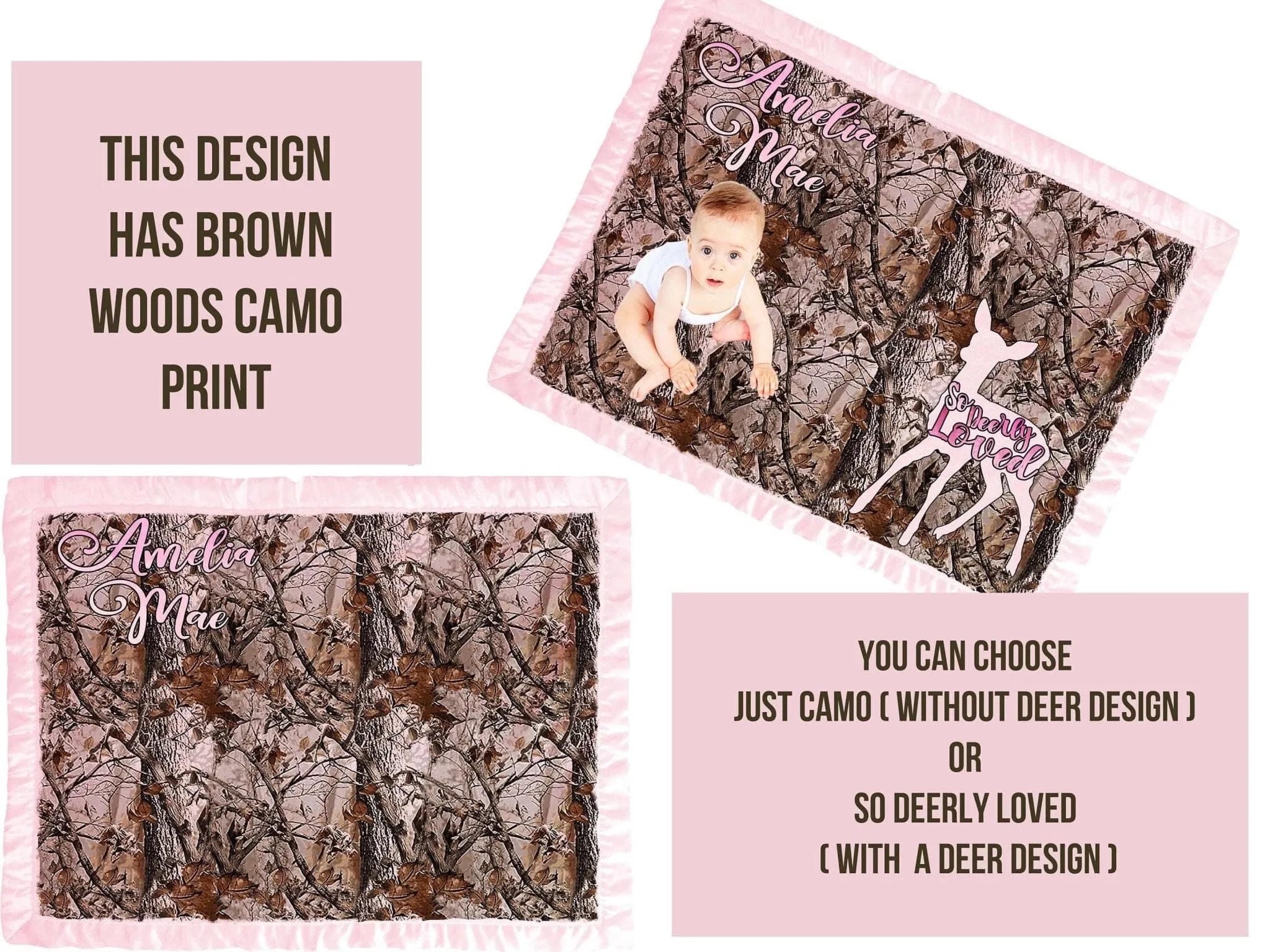 Baby Girl Camo Personalized Blanket Baby Shower Gift Pink Camo Baby Blankets Baby Bedding Camouflage Coming Home Blanket Baby Girl