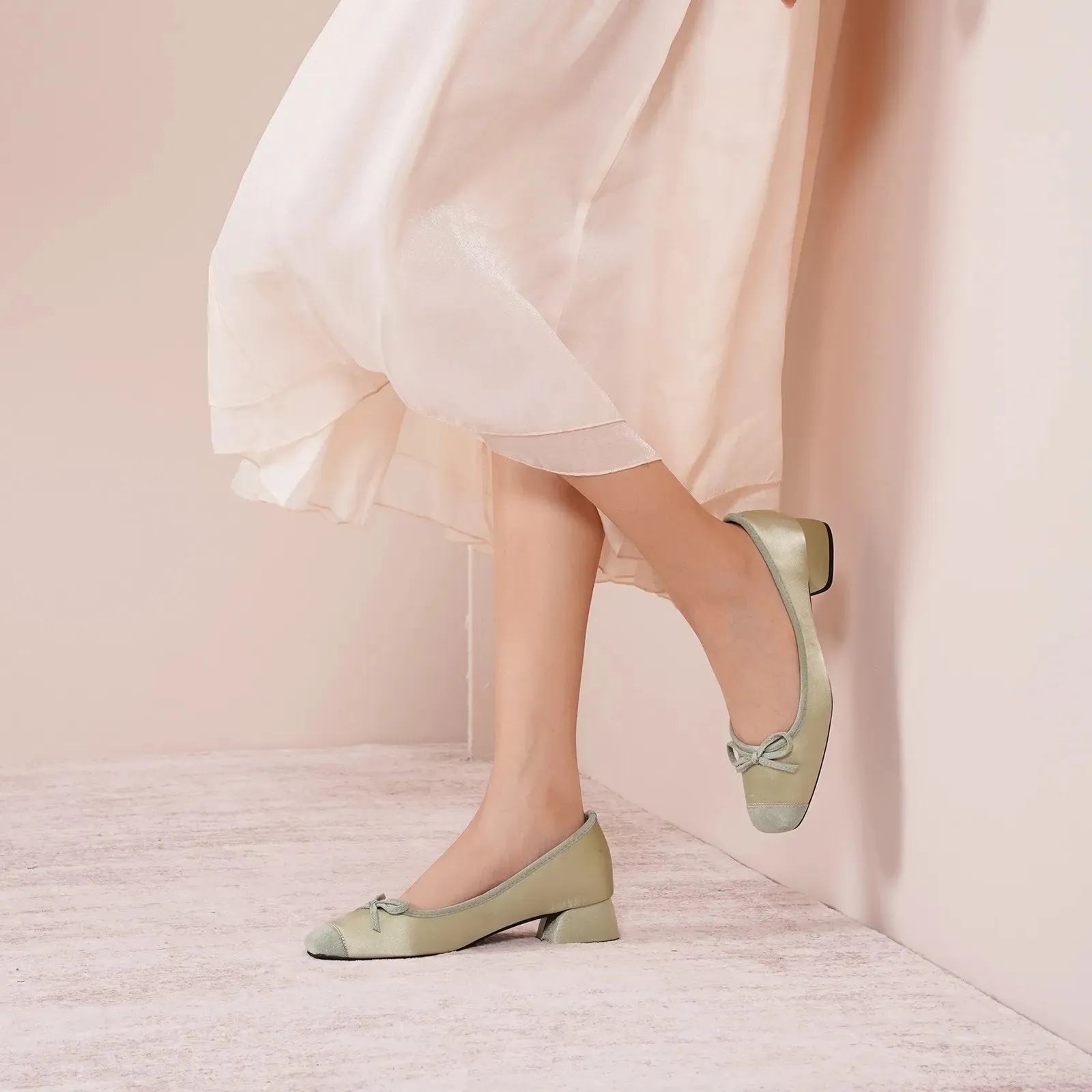 Ballet Block Heel (Nina) Green