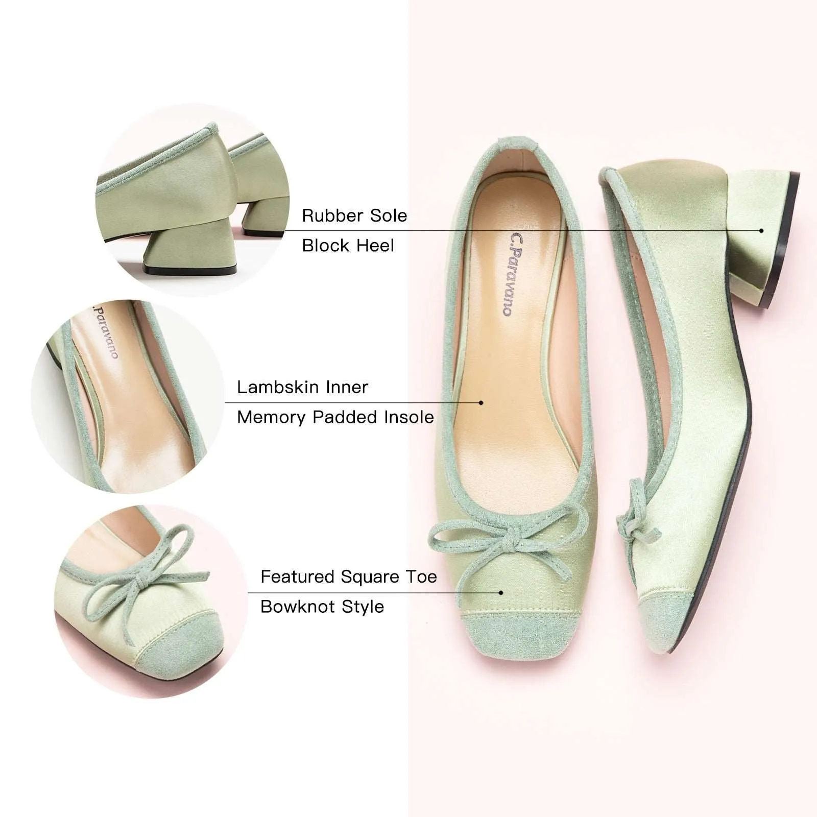 Ballet Block Heel (Nina) Green