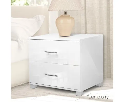 Bedside Table -  High Gloss White