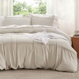 Bedsure Striped Tufted Embroidery Duvet Cover Set