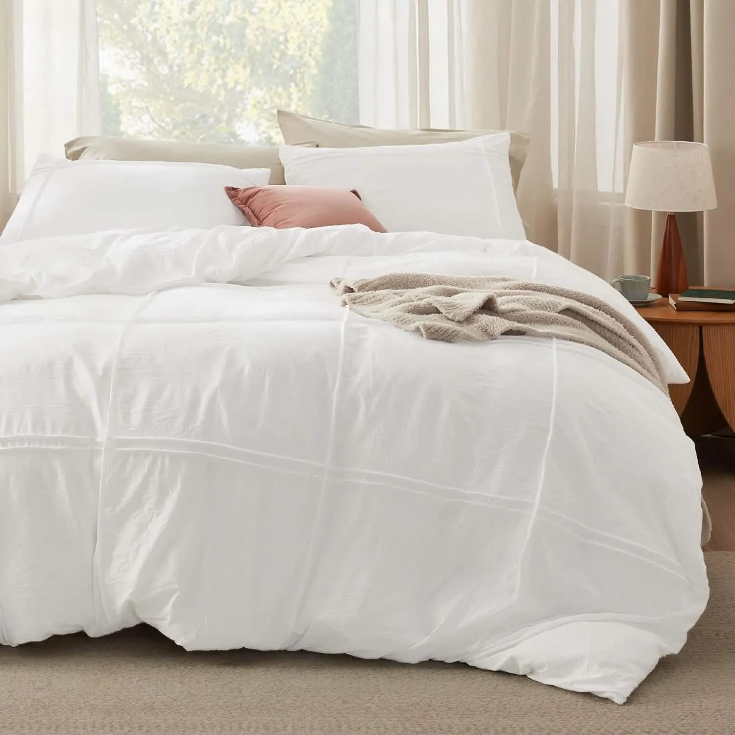 Bedsure Striped Tufted Embroidery Duvet Cover Set