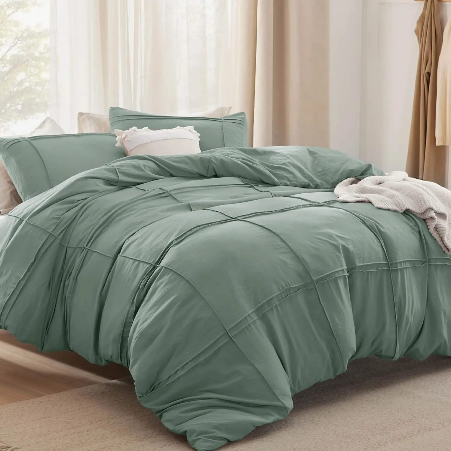 Bedsure Striped Tufted Embroidery Duvet Cover Set