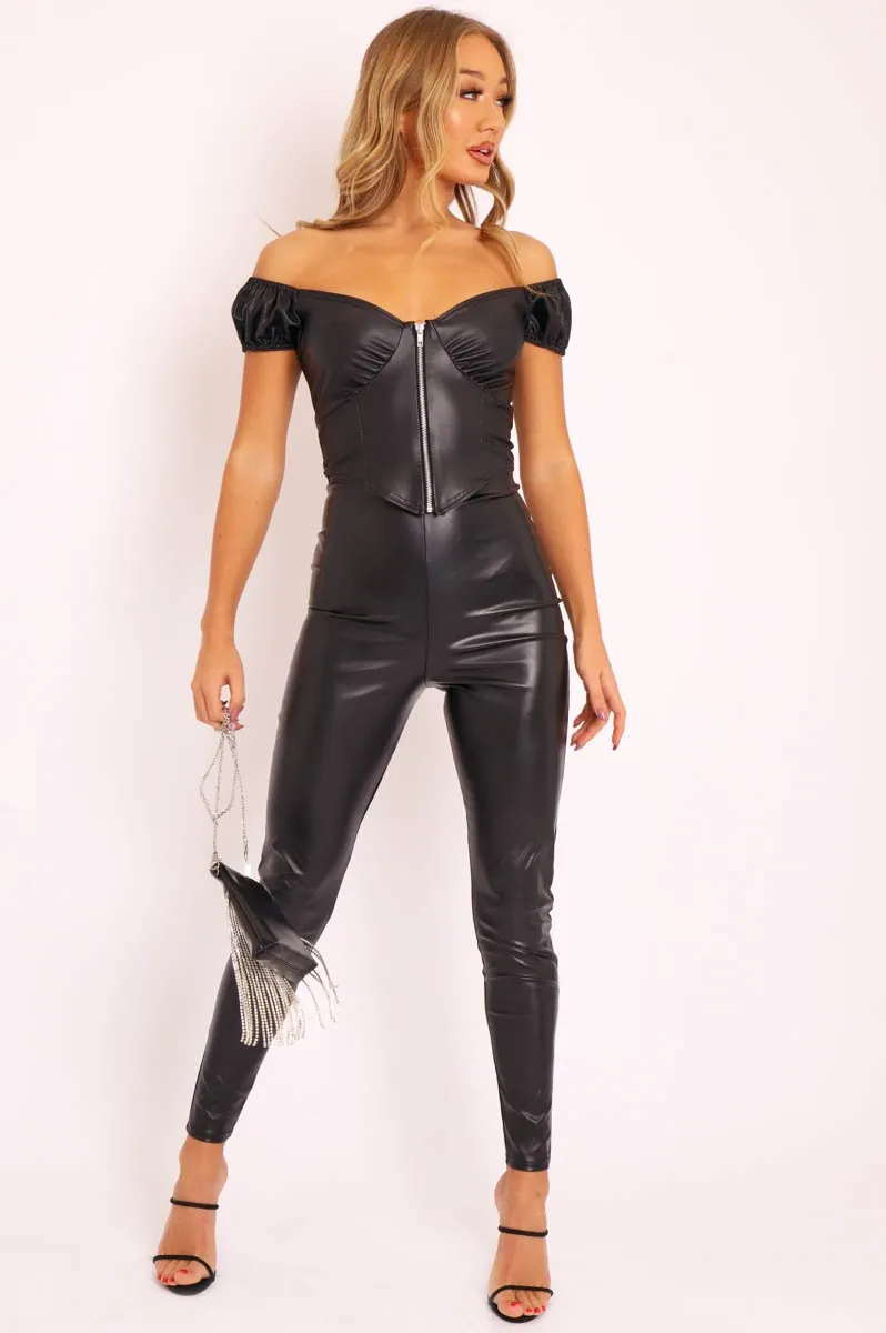 Black Faux Leather Extreme High Waist Leggings - Tarini