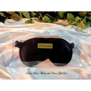 Black Satin Sleep Eye Mask. Romantic, Sensual Blindfold Gift for Men or Women.