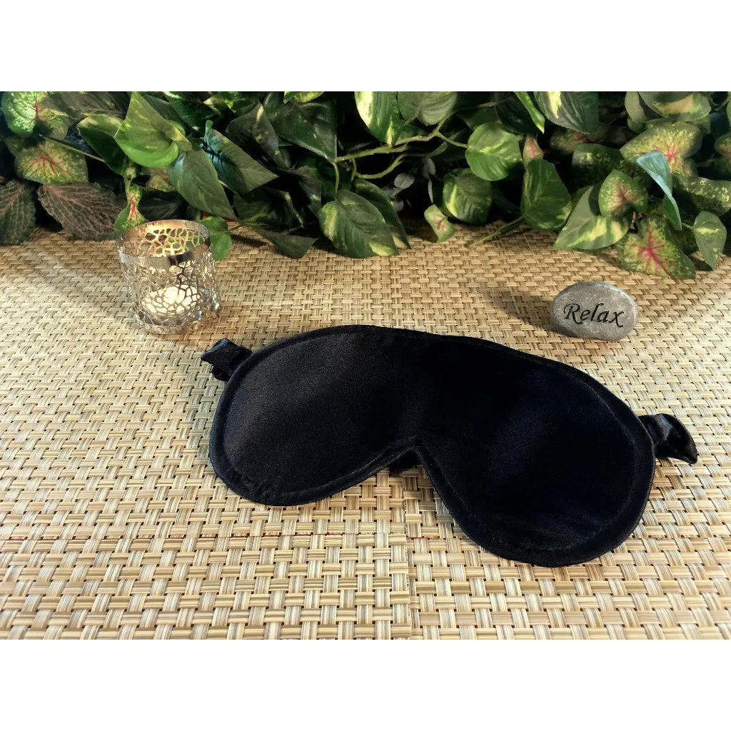 Black Satin Sleep Eye Mask. Romantic, Sensual Blindfold Gift for Men or Women.