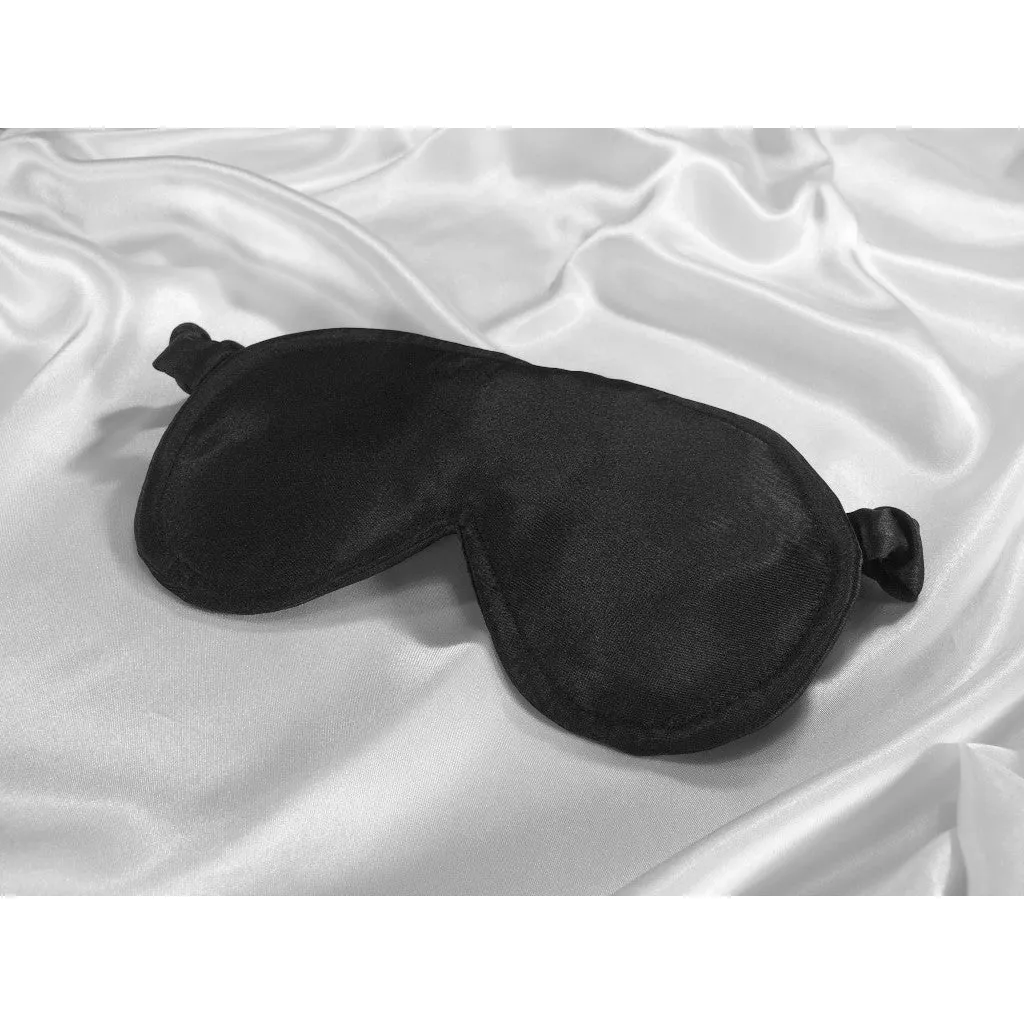 Black Satin Sleep Eye Mask. Romantic, Sensual Blindfold Gift for Men or Women.