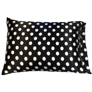 Black with Large White Polka Dots Satin Pillowcases