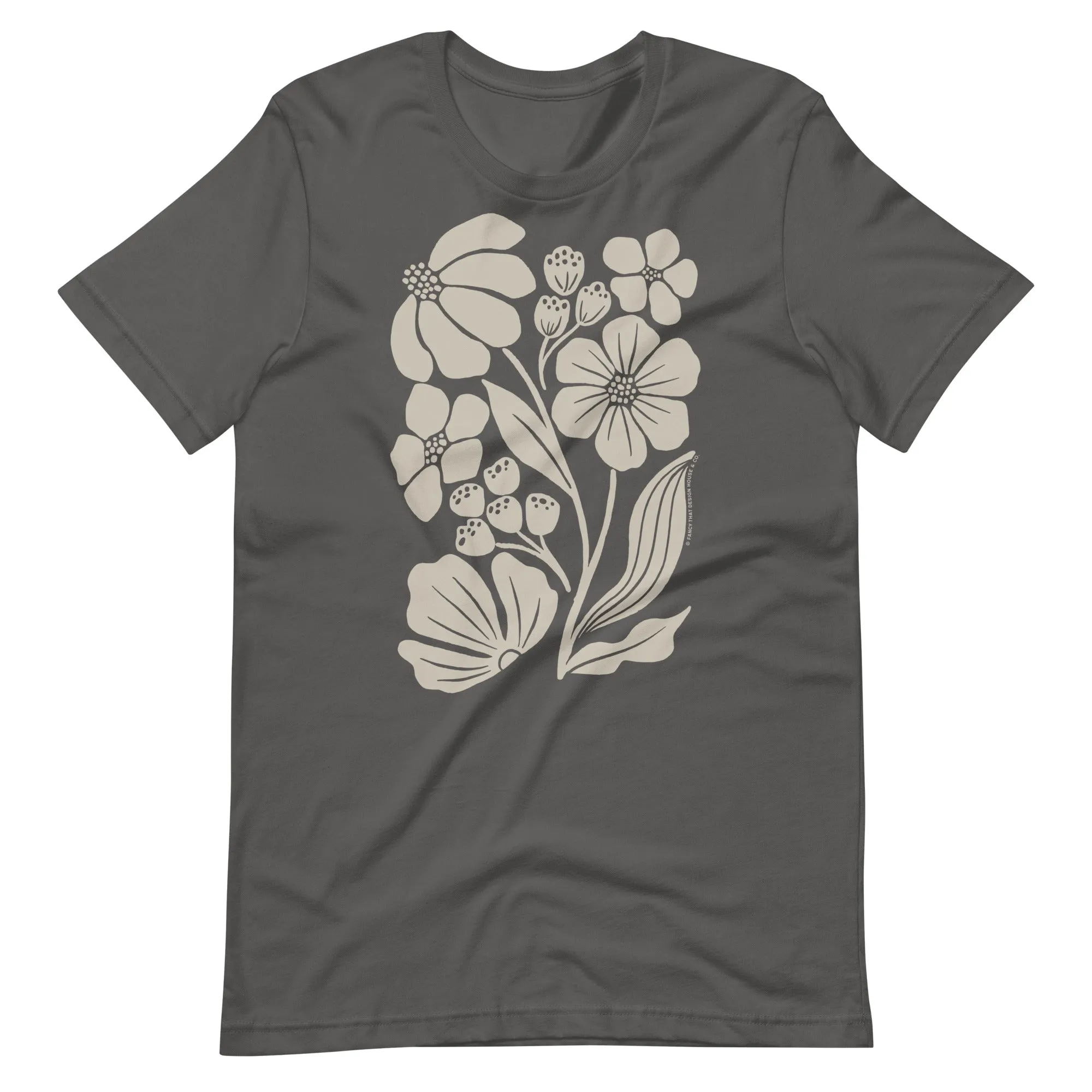 Block Floral Print 100% Cotton Tee / T Shirt