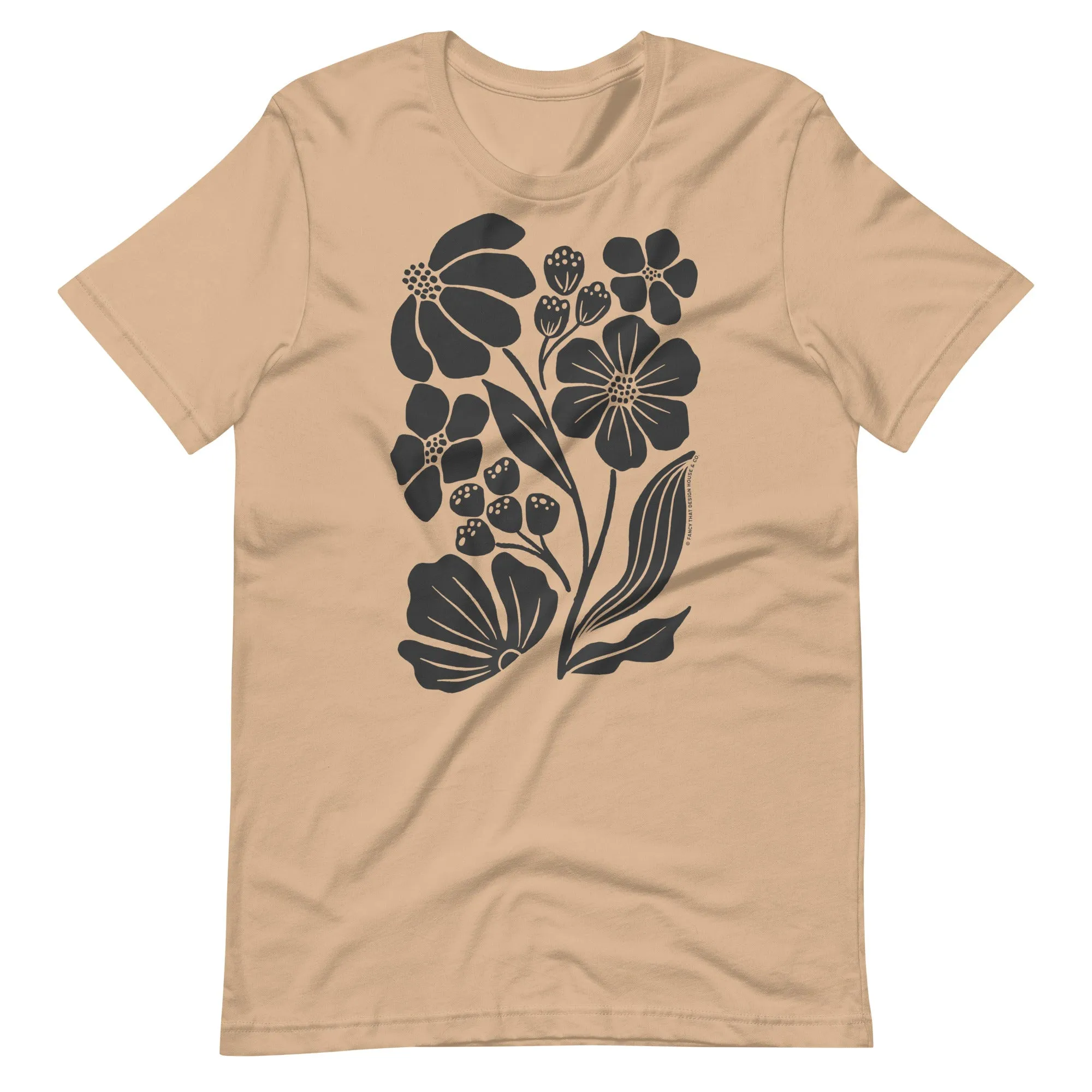 Block Floral Print 100% Cotton Tee / T Shirt