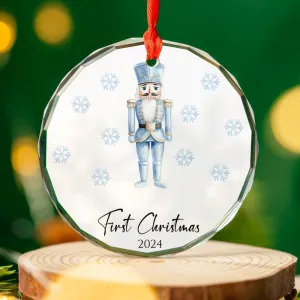 Blue Nutcracker First Christmas Ornament