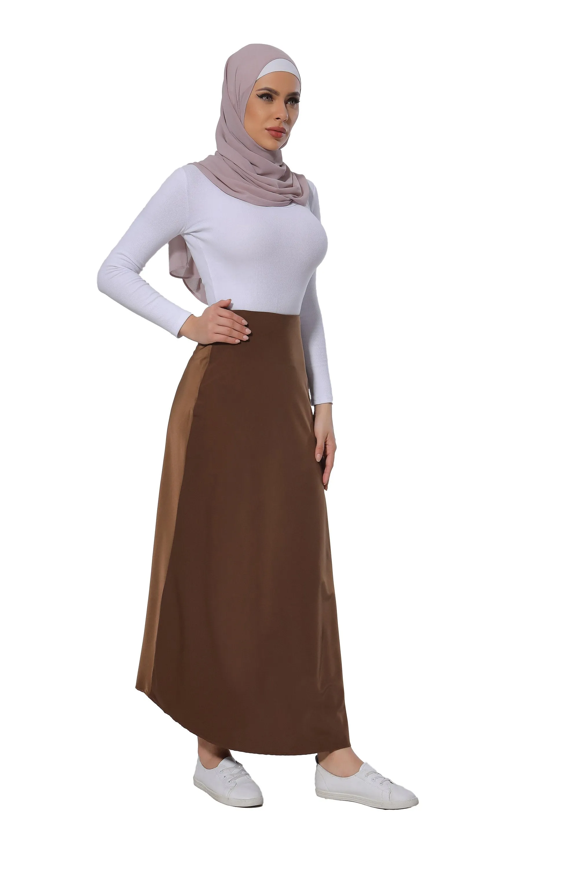 Brown Satin Maxi Skirt-CLEARANCE