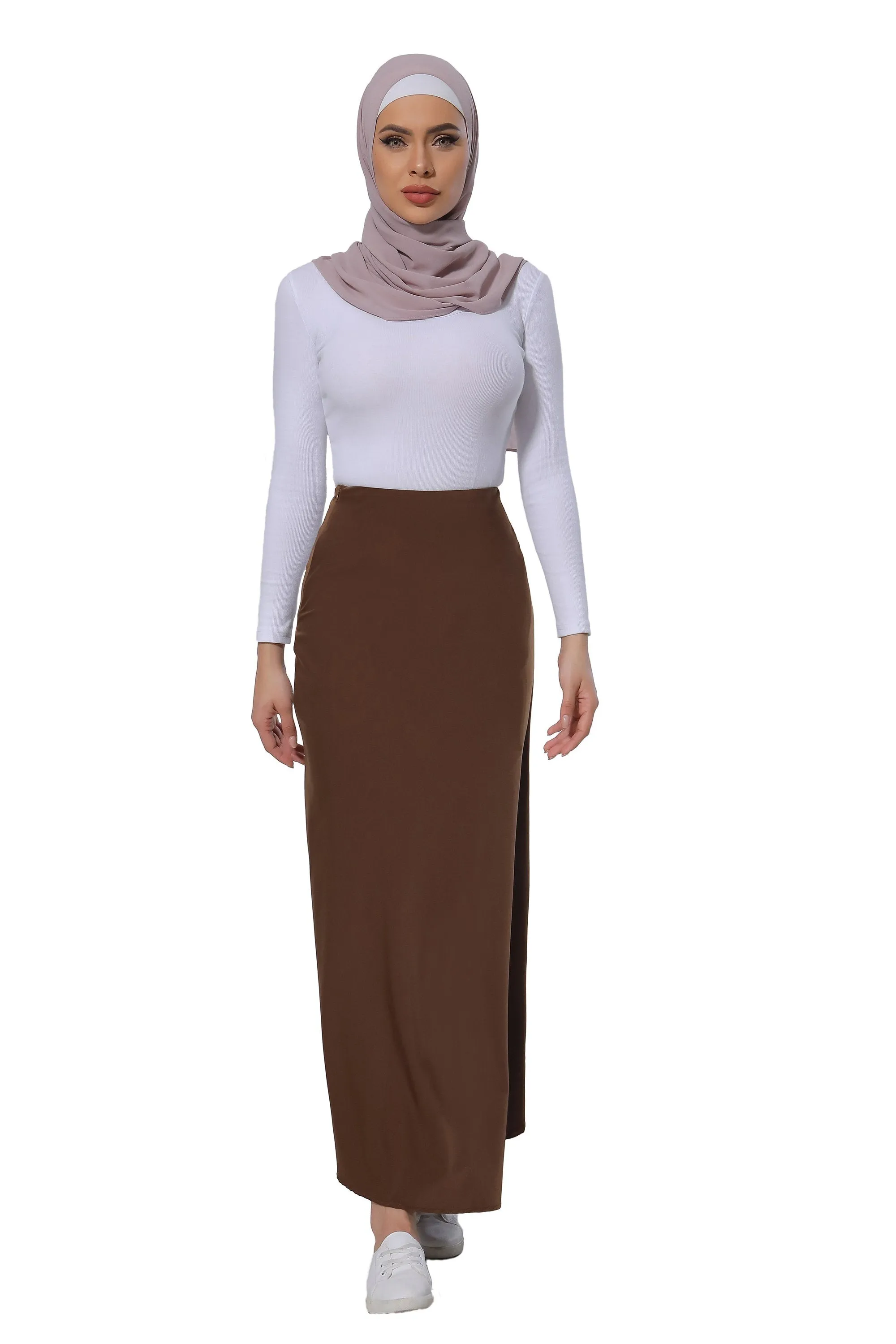 Brown Satin Maxi Skirt-CLEARANCE