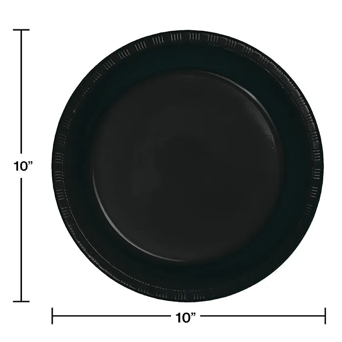 Bulk Black Velvet Plastic Banquet Plates 10.25 inch (240 per Case)