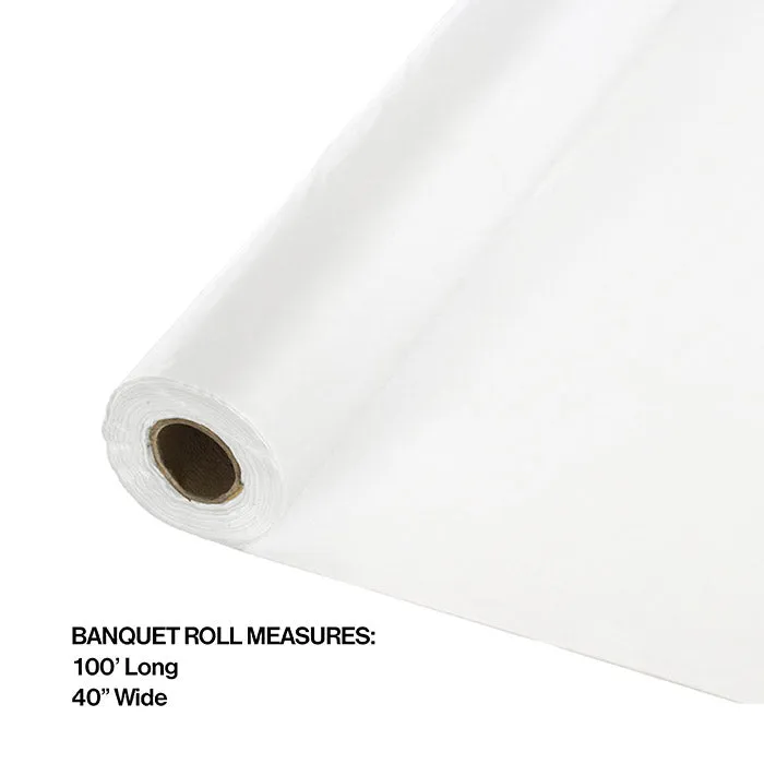 Bulk White Plastic Banquet Roll 100 ft x 40 inch (6 per Case)