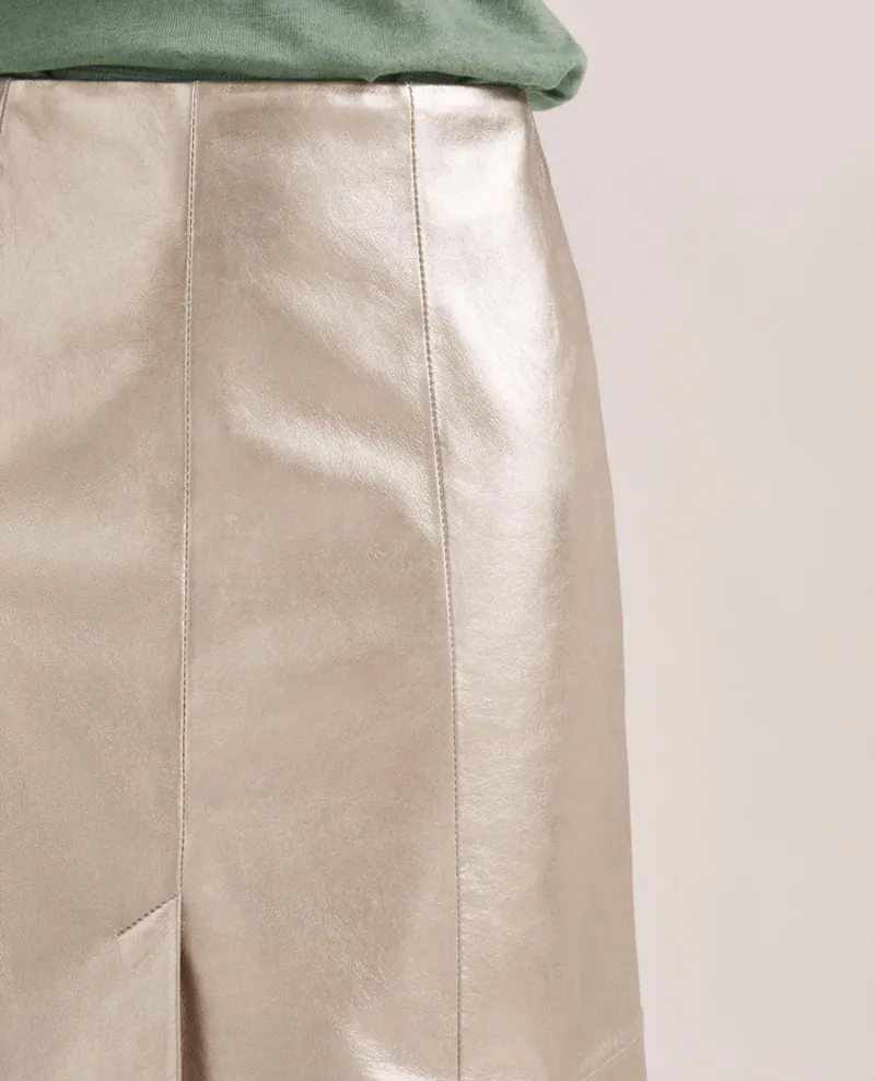 Cefinn Robyn Light Gold Leather Pencil Skirt