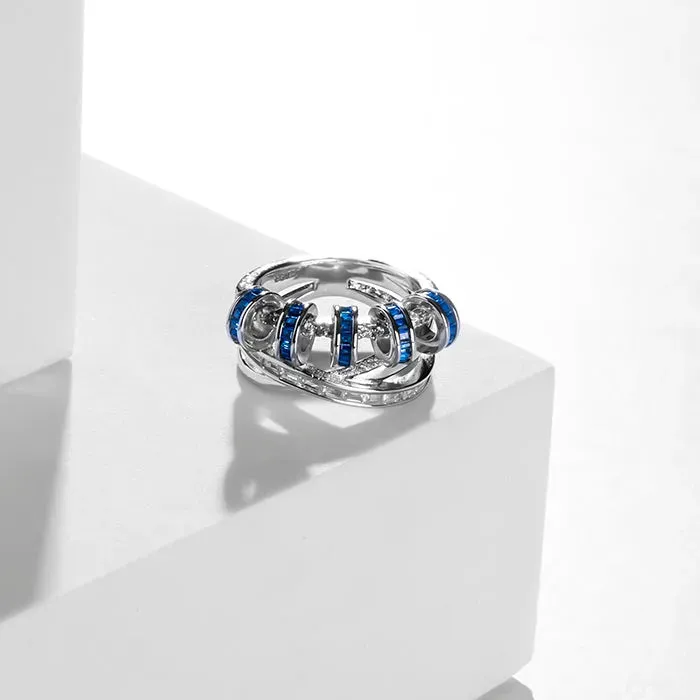 Cerulean Elegance Silver Ring