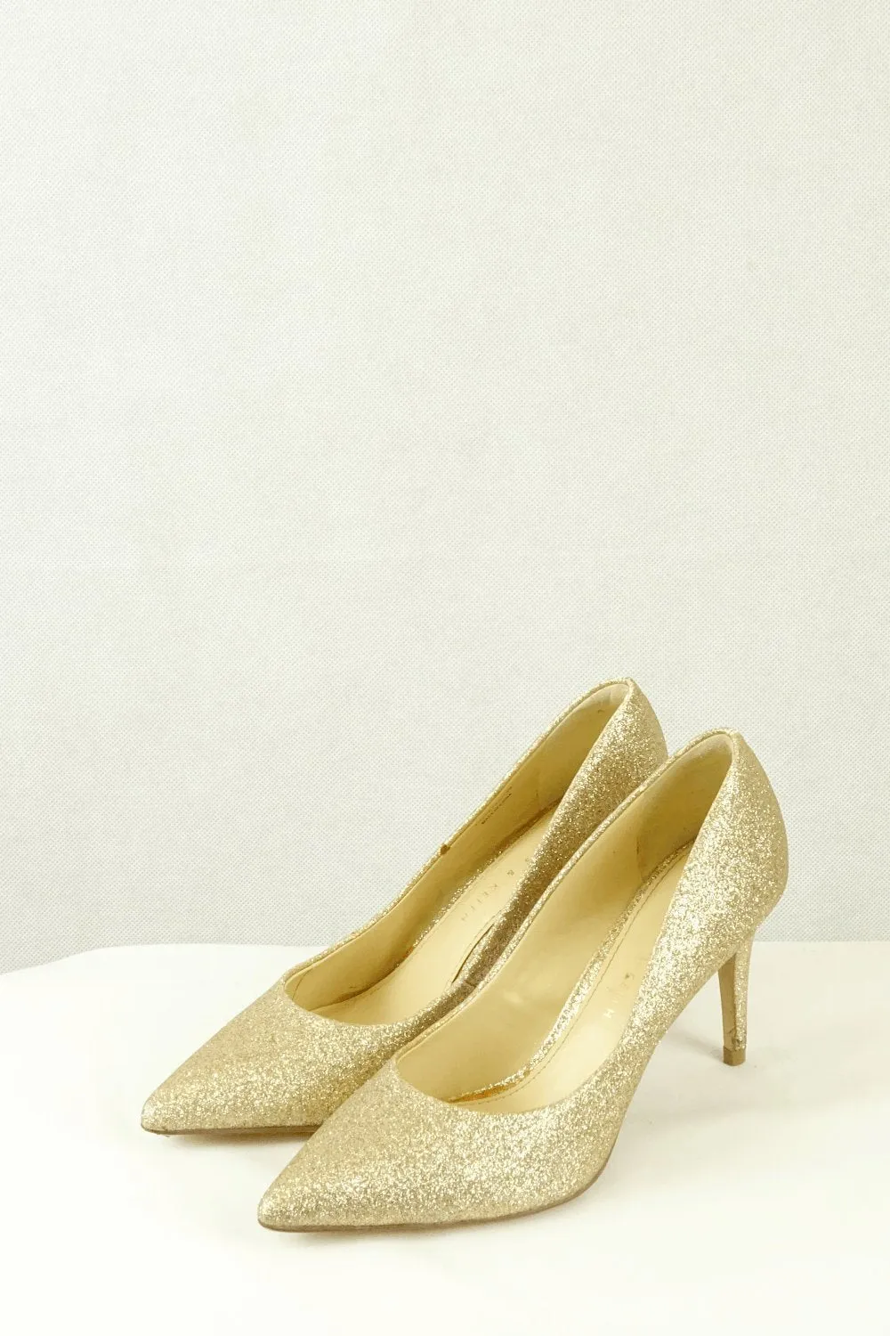 Charles & Keith Gold Sparkle High Heels 35