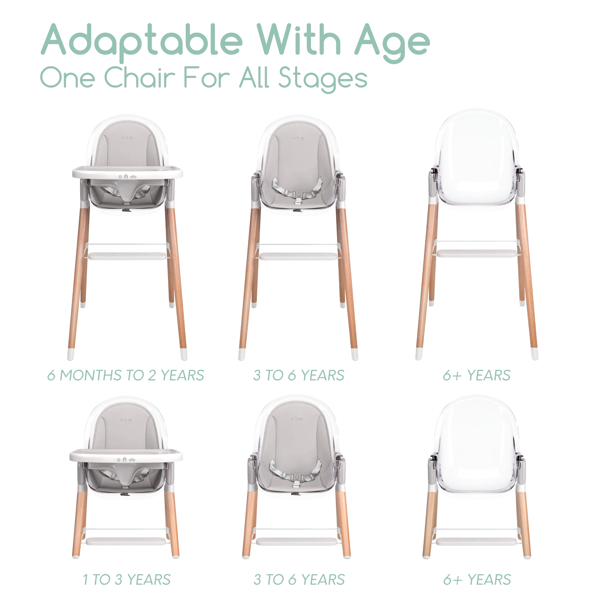 Children of Design Classic Non-Reclinable High Chair with Removable Seat Cushion