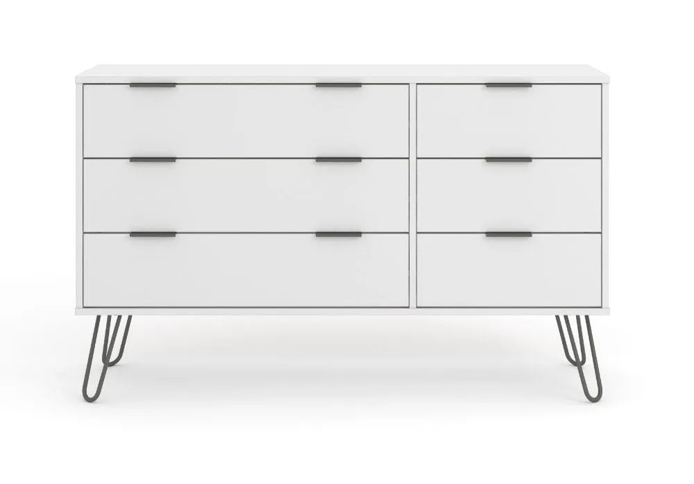 CLEARANCE Augusta White - 3 3 Drawer Wide Chest Of Drawers & 2 Drawer Bedside