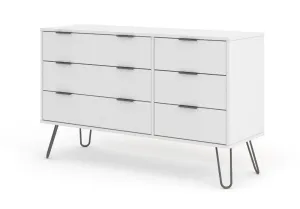 CLEARANCE Augusta White - 3 3 Drawer Wide Chest Of Drawers & 2 Drawer Bedside