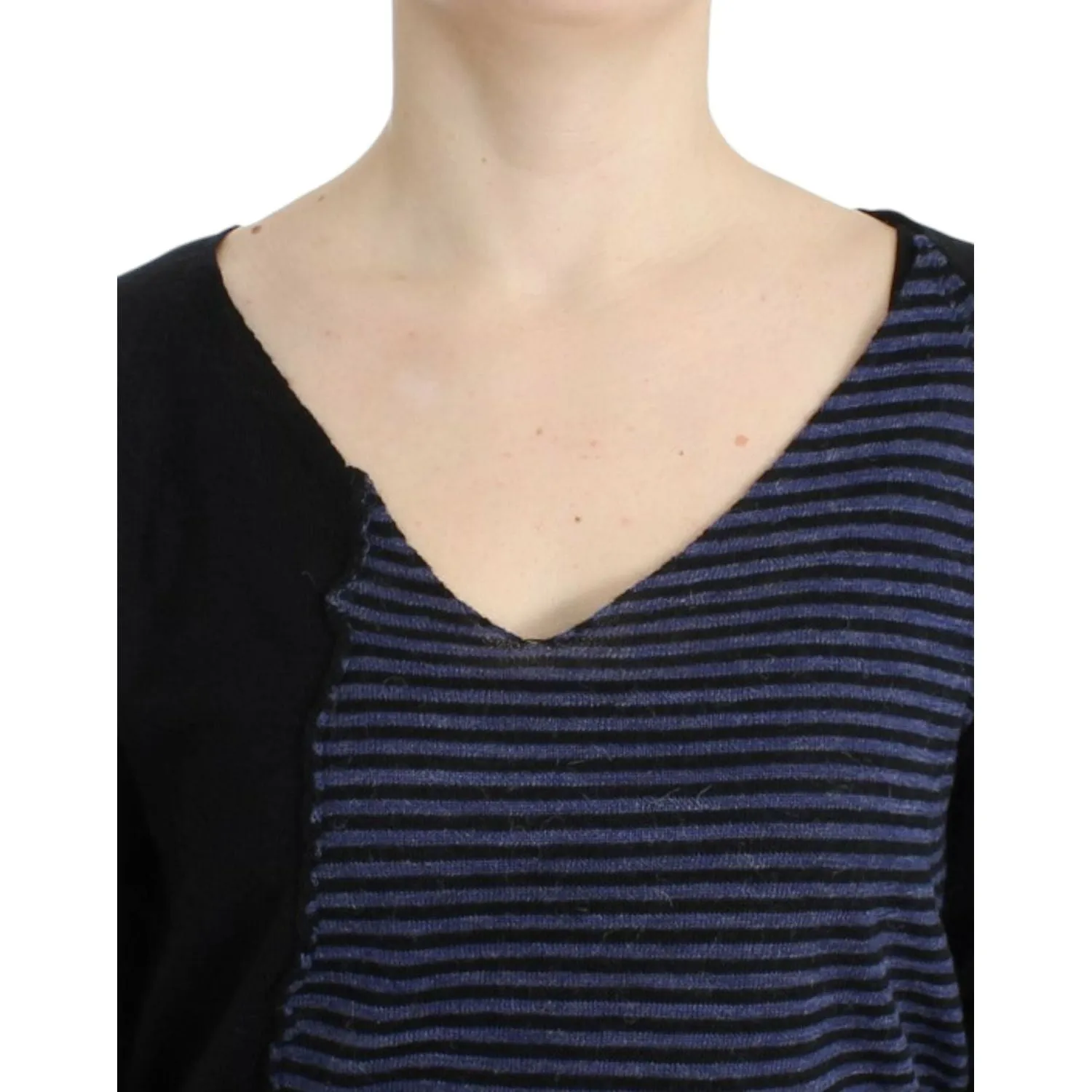 Costume National Striped V-Neck Luxury Sweater