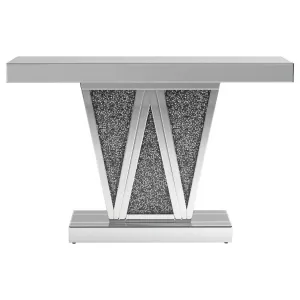 Crocus - Rectangular Mirrored Entryway Console Table - Silver