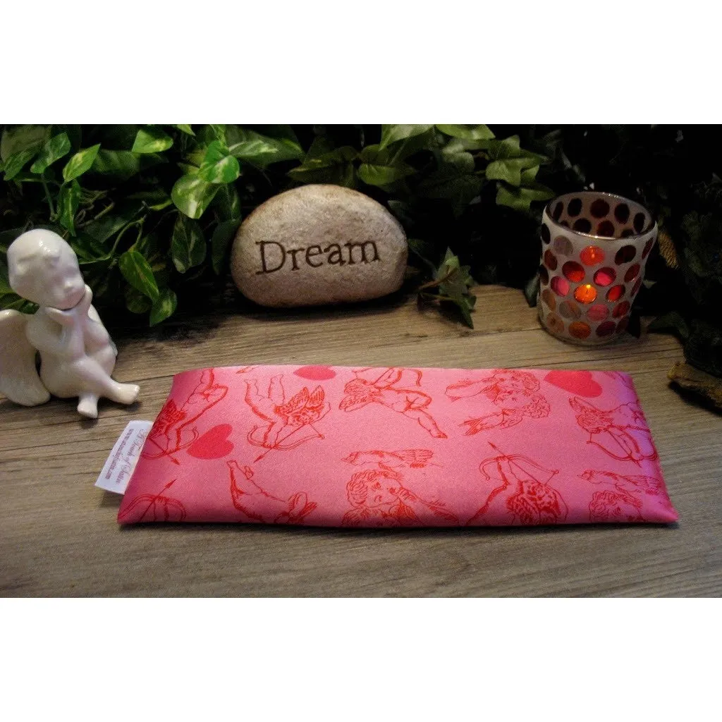 Cupid's Arrow Eye Pillow, Pink Satin. Love, Hugs