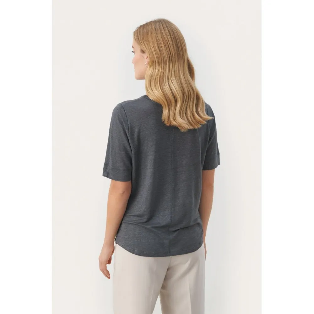 Curlies Linen T-Shirt in Turbulence Graphite Grey