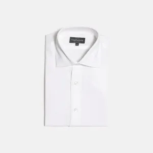 Cutaway Collar Shirt in White Linen