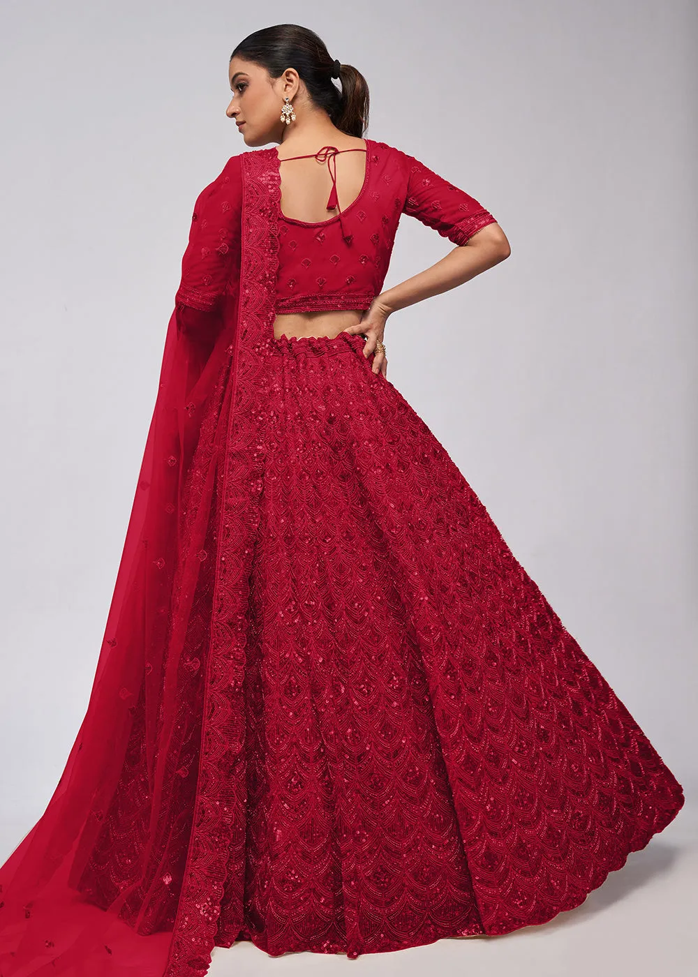 Dazzling Maroon Bridal Embroidered Designer Lehenga Choli