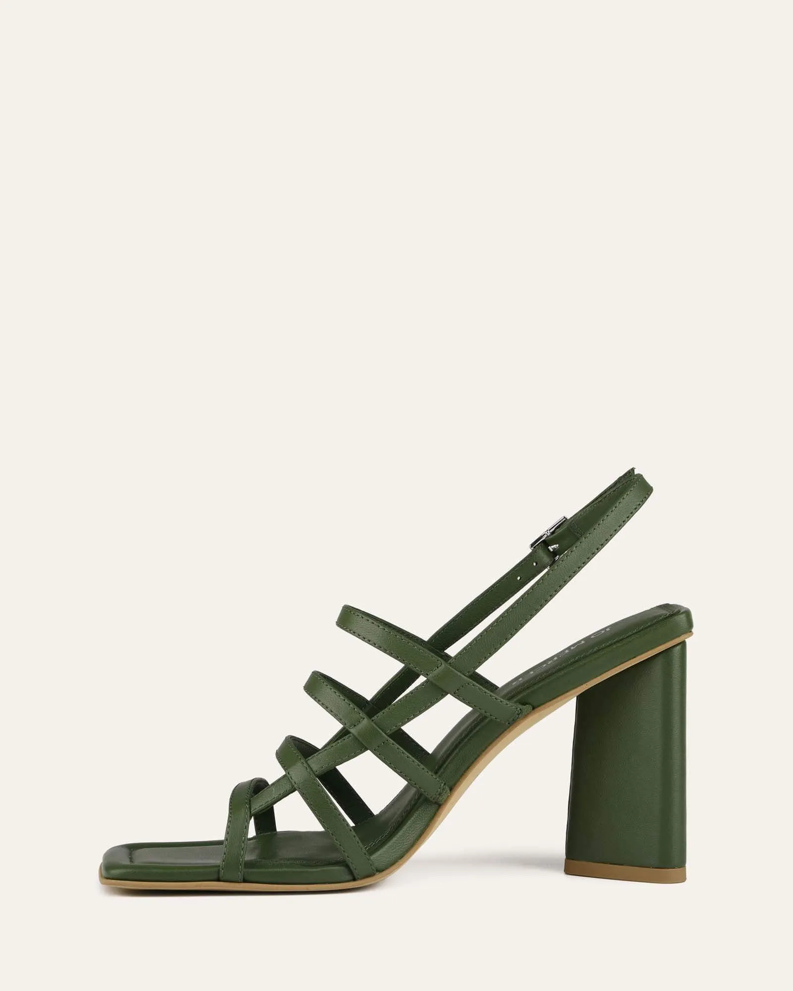 DELIA HIGH HEEL SANDALS MOSS GREEN LEATHER