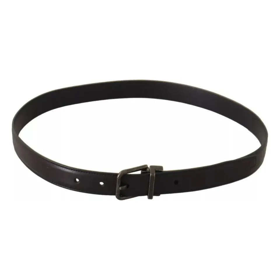 Dolce & Gabbana Black Calf Leather Antique Buckle Men Belt