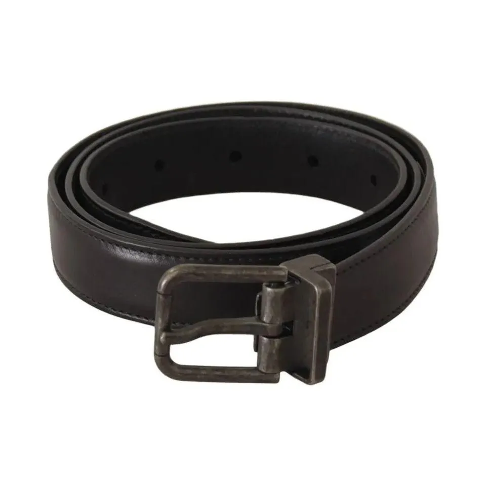 Dolce & Gabbana Black Calf Leather Antique Buckle Men Belt