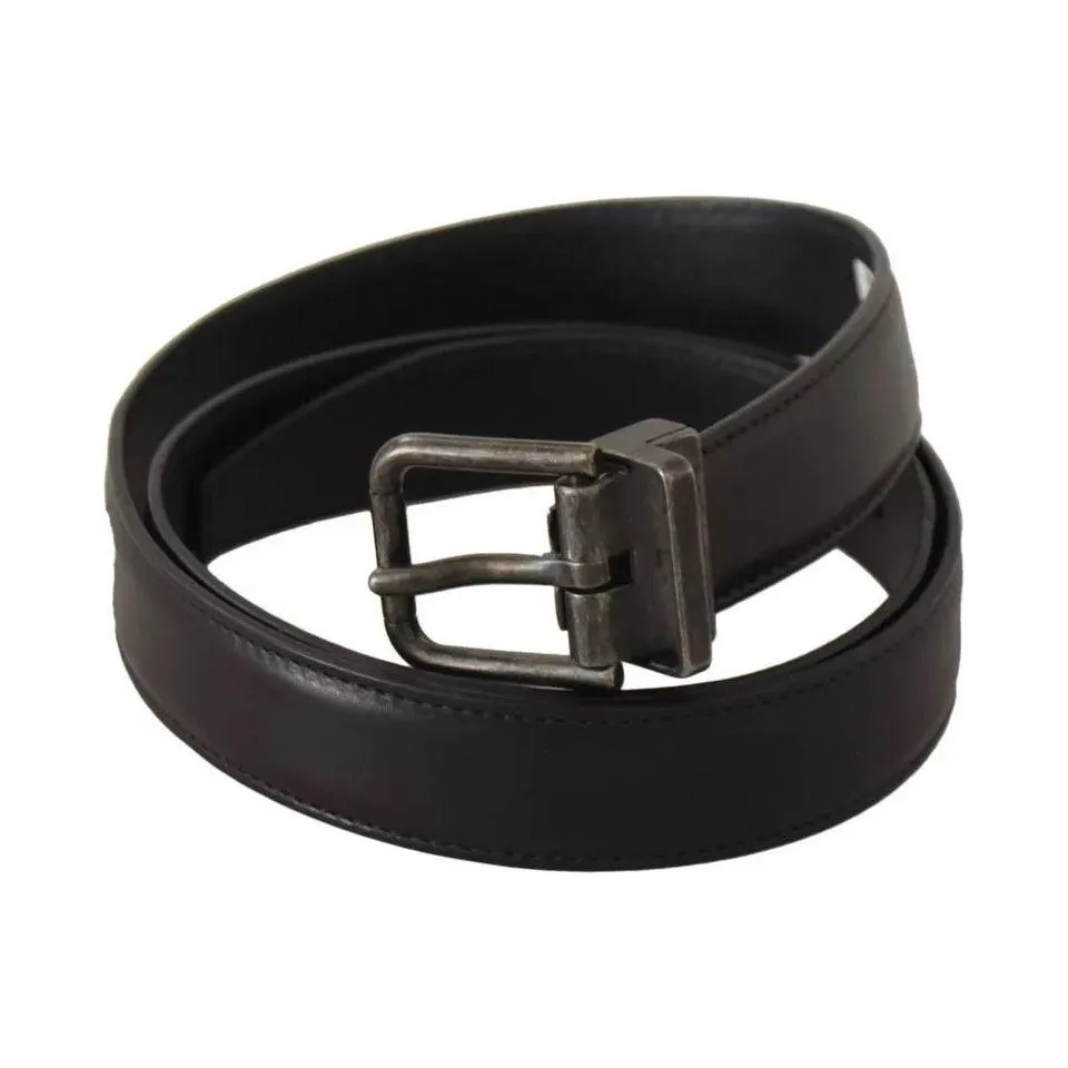 Dolce & Gabbana Black Calf Leather Antique Buckle Men Belt