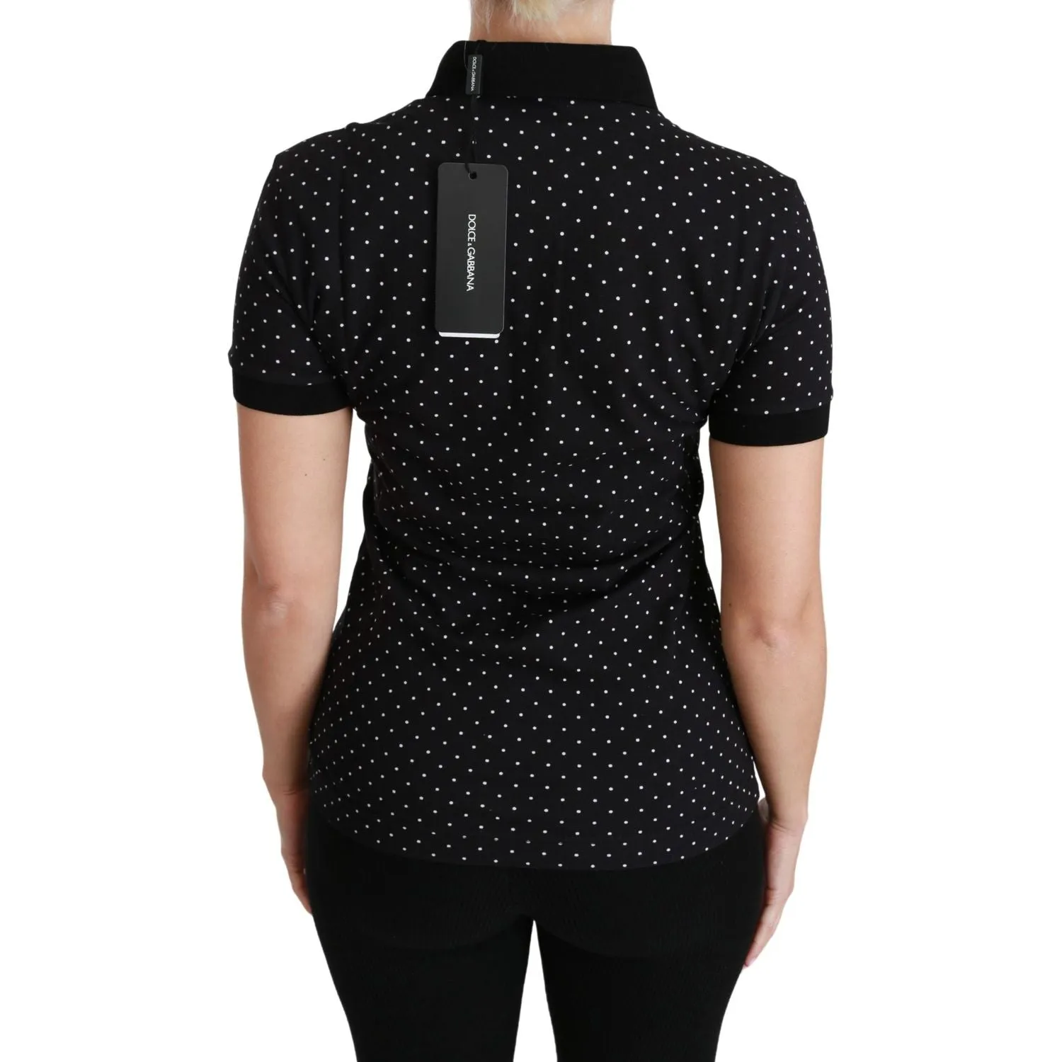 Dolce & Gabbana Elegant Black Dotted Polo Shirt