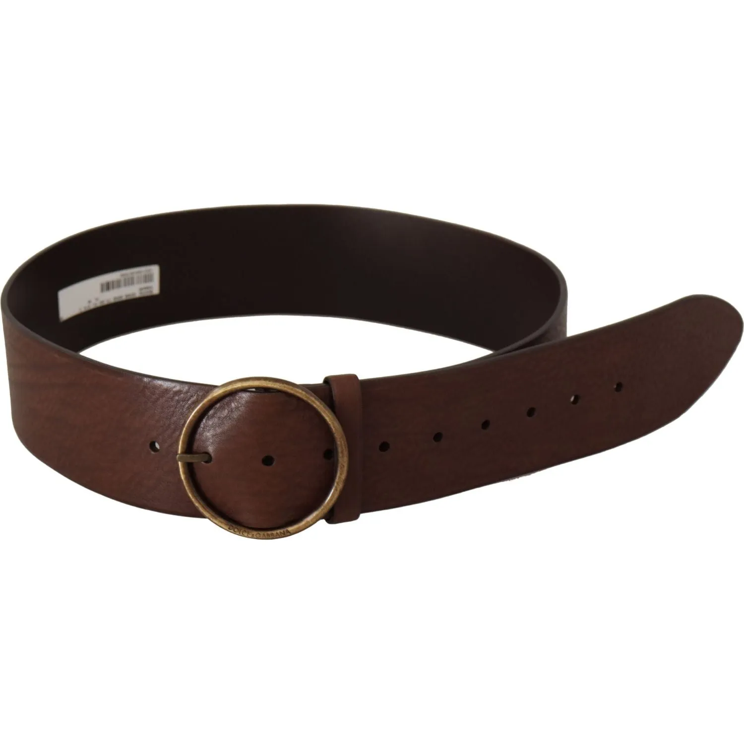 Dolce & Gabbana Elegant Brown Leather Belt with Engraved Buckle