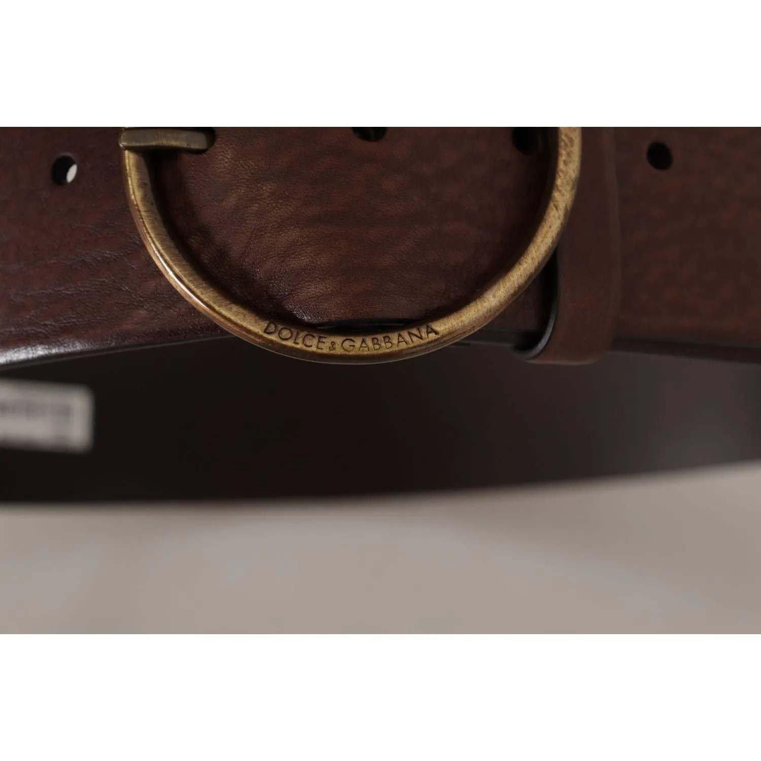 Dolce & Gabbana Elegant Brown Leather Belt with Engraved Buckle