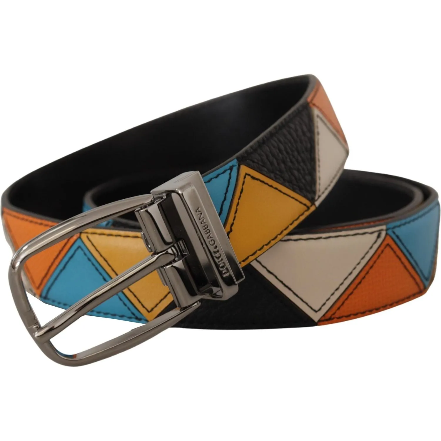 Dolce & Gabbana Elegant Multicolor Leather Belt with Silver Buckle