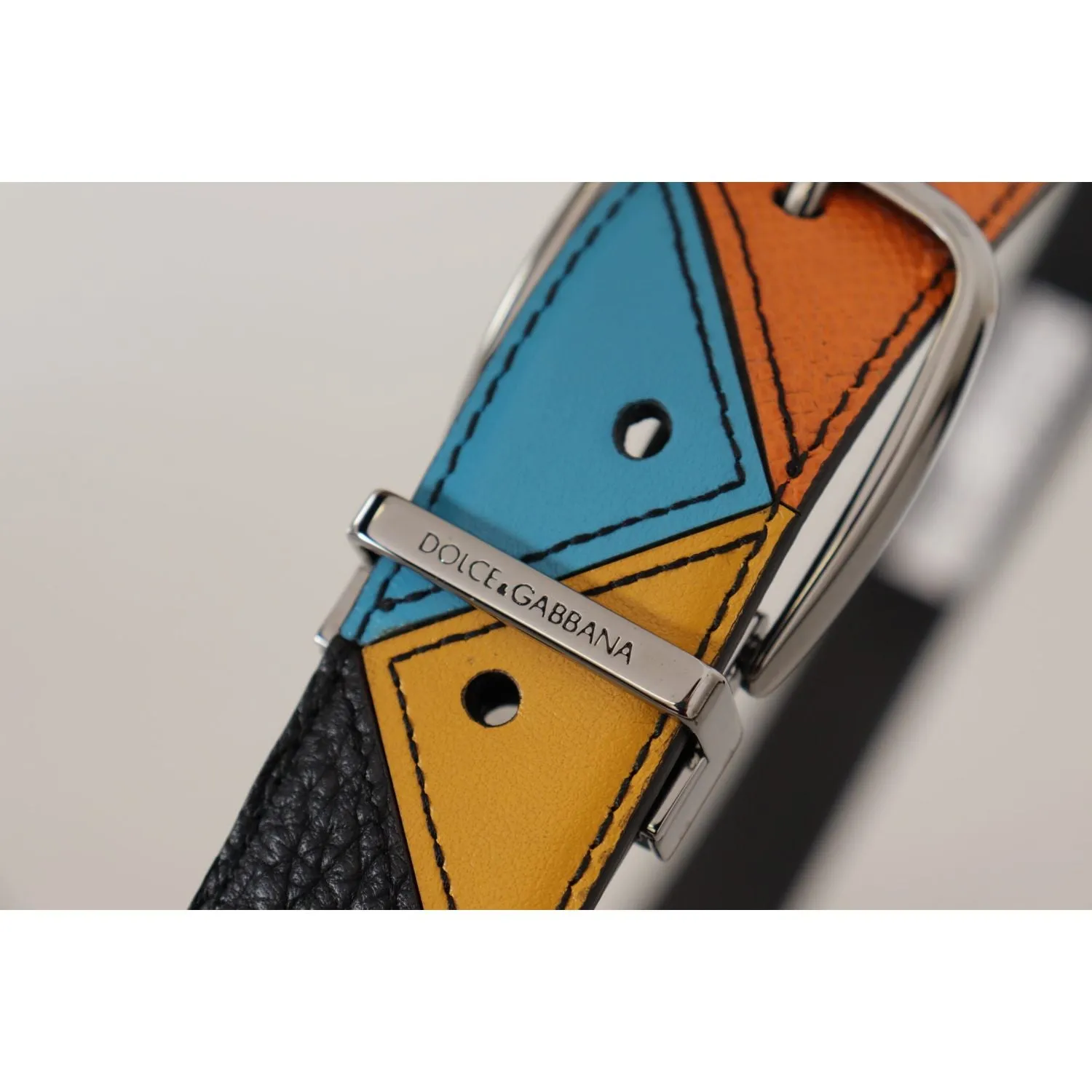 Dolce & Gabbana Elegant Multicolor Leather Belt with Silver Buckle