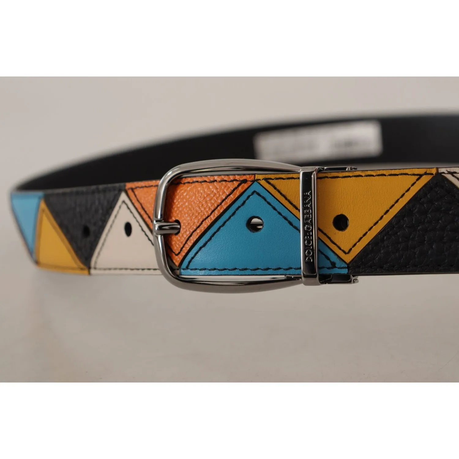 Dolce & Gabbana Elegant Multicolor Leather Belt with Silver Buckle